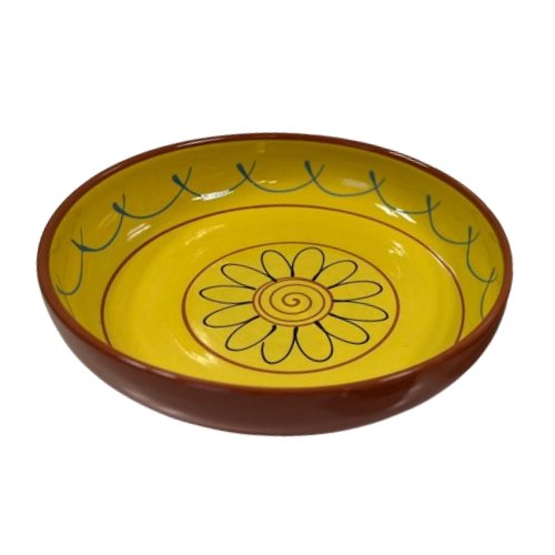 Schale gelb handbemalt flach 26 cm