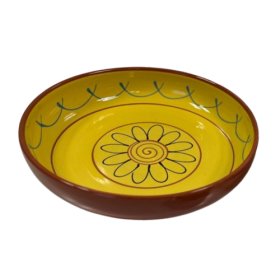 Schale gelb handbemalt flach 26 cm